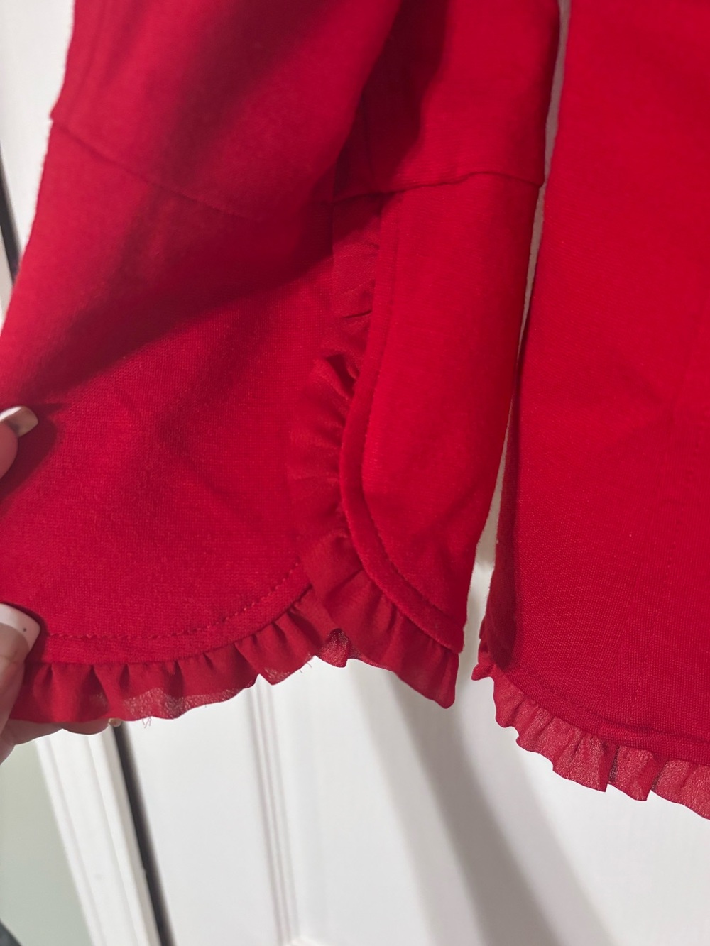 Chico's Red Ruffle-Trim Blazer - Picture 5 of 6